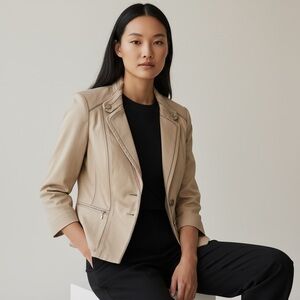 White House Black Market Beige Tan Women's Jacket Blazer Sz 6 Like New